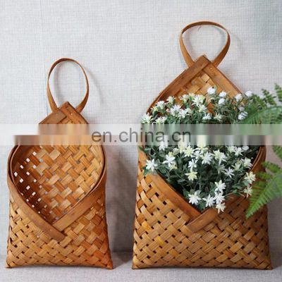 Wicker Bamboo Basket, Wall Decoration Storage Basket, Flower Basket Wall Hanging Fruit Basket Wholesale Made in Vietnam