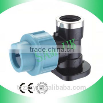 high quality pp compression elbow with wall plated