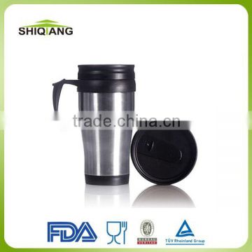 High quality 14oz plastic inner souvenir cups mugs with handle and lid from china manufacturers