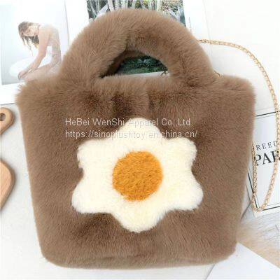 008Autumn girl cute shoulder bag plush handbag single shoulder cross bag popular women's bag