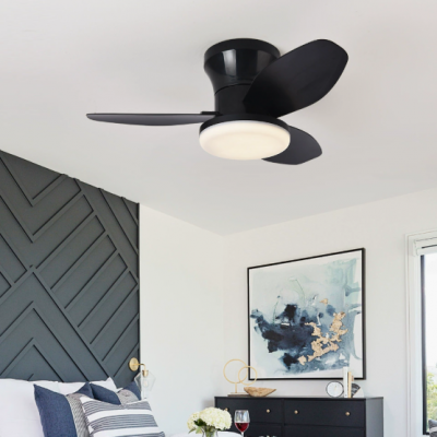 Ventilateur-lampe plafonnier à trois pales de 26 pouces à faible bruit / Ventilateur-lampe plafonnier à trois pales à fréquence variable / Sans scintillement tri-couleur (Wechat : 13510231336)