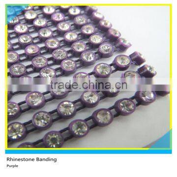 Crystal Plastic Chain Sew on Purple Banding Ss10 3mm 180 Pcs Crystal 10 Yards