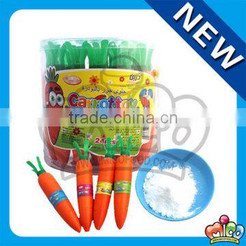 Cute Carrot shape Fruity Sour Powder Candy in Jar