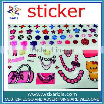 promotion PVC bling jewelry Transparent stickers for little girl