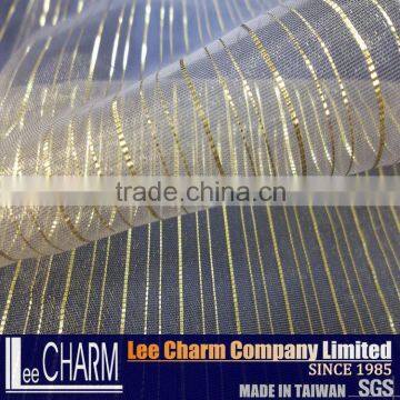 40% Polyester 60% Nylon Fashion Metallic Stripe Organza Fabric For Curtain Party Decoration