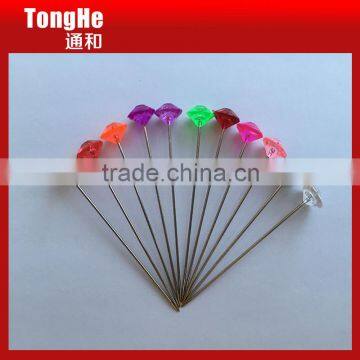 Transparent Colorful Decorative Diamante Head Pin