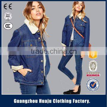 Fashion Women Denim Jacket 2016 factory wholesale price with good quality