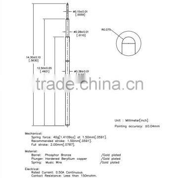 SP1-038143-D01 Printed circuit board testing probe pin and bareboard spring test pin