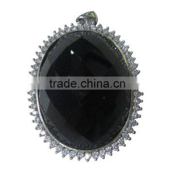 black agate pendant luxury design pendant 925 sterling Silver pendant