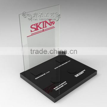 GH-U026 new design white and black acrylic cosmetic display stand with customized logo and holes