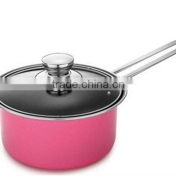 5pcs Pink Aluminum Non-stick Press Cookware Set Fry Egg Pizza Pan Stock Cooking Pasta Noodle Soup Pot Saucepan Cookware Set photo-2