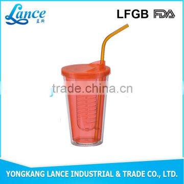 Promotion plastic drink water bottle,plastic tumbler with straw