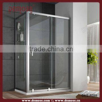 2015 whole set portable tempered double glass door frameless shower enclosure