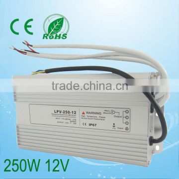 UL approved Waterproof LED switching power supply 250w 12v two years warranty