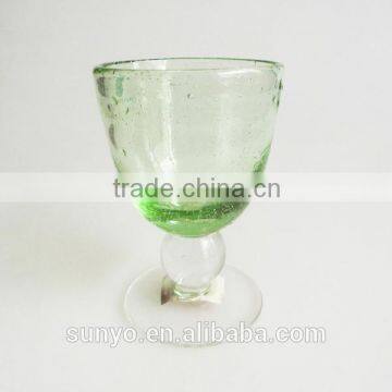 Wholesale Lead-free Handmade Goblet Colored Bubble Red Wine Glass Mug