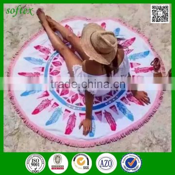 top selling products 2016 custom logo design round towel beach with tassels