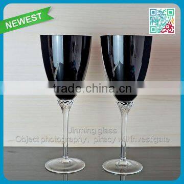 Tall Glass Wine GlassBlack Colored Red Wine Glass Human Blown Black and White Wine Glass