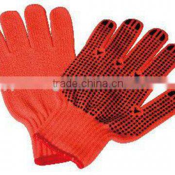 Acrylic knitted gloves with pvc dots on palm