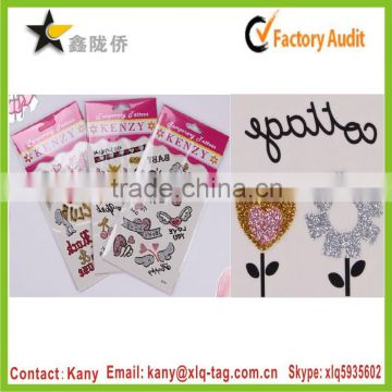 2015 Popular temporary glitter tattoo sticker, flash tattoo gold