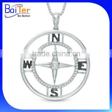 Custom 925 Sterling Silver Nautical Compass Pendant Necklace Pendant photo-2