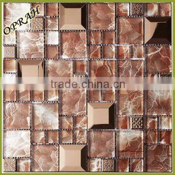 latest 5 facets metal mix glass mosaic tile for hotel decoration