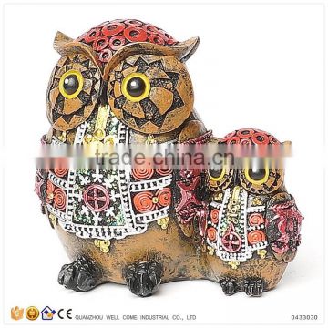 Resin Statues of Mother and Baby Owls for Sale