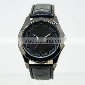 china leather strap black dial with date man business watch