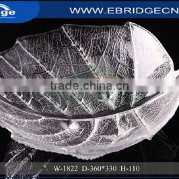 clear leaves shaped glass fruit plate wholesale