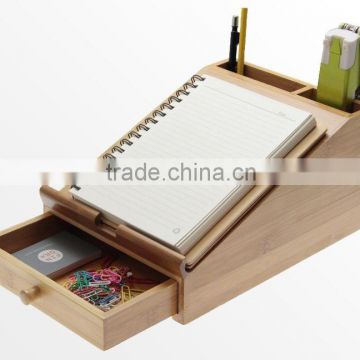 2015 hot sale bamboo desk organizer nwe design desks storage with drawer pad and phone standholder