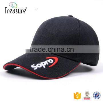 Manufacture factory china stitched logo curve brim structured baseball caps for men