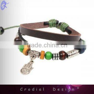 2013 Hot Sale Cheap Fashion Magnetic Bracelets Handmade Leather Bracelet With Beads For Yong People