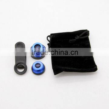 HOT SELL Factory Supply Mobile Phone lens 3 in 1 Lens 180 Degree FishEye + 0.67 x Wide Angle + Marco Lens