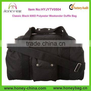 Classic Black 600D Polyester Weekender Duffle bag Made In China