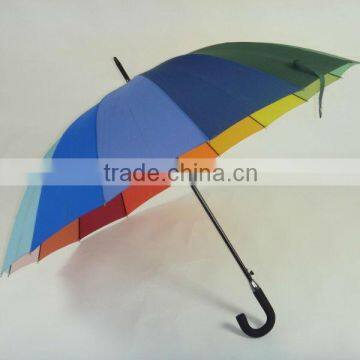 2013 hot selling 54" arc 16 panels 190T pongee multi-color hook handle golf umbrella