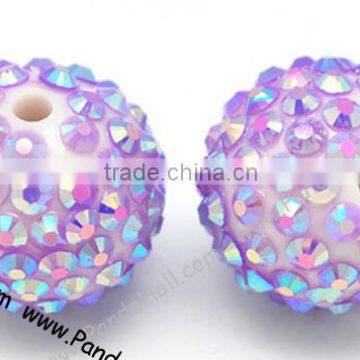20mm Chunky Bubblegum Resin Rhinestone Round Beads BlueViolet(CLAY-G007-20)