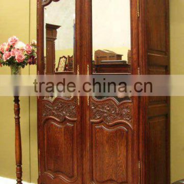 French Provincial Antique Style Armoire With Two Mirrors AR04