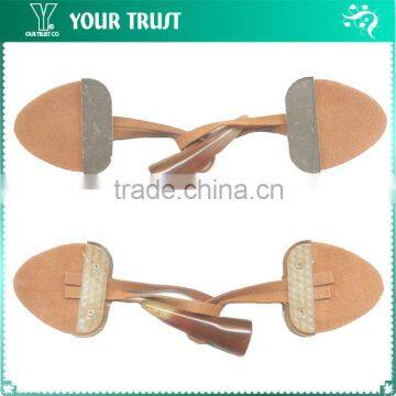 Brown Suede Gold Alloy Metal Brown Horn Stopper Coat Leather Toggle Buttons