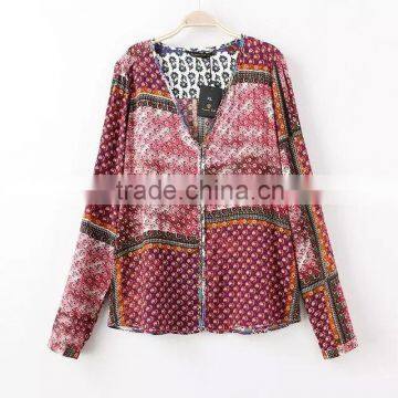 wholesale clothing button up floral print top