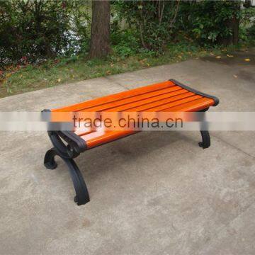 Camphor hardwood bench without back with cast aluminum bench legs