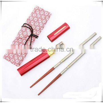 Classic stainless steel and wood travel portable chopstick