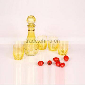 hot sale 5pcs wine glass set in yellow