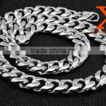 In Stock Best Quality Shiny Polished Silver Mens 15mm Wide Cuban Statement Necklace 316l Stainless Steel Curb Chain photo-2