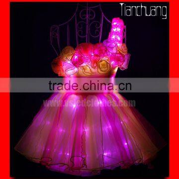 popular LED flashy performermance one-shoulder dress