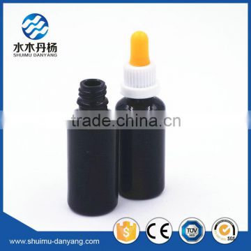 30ml cylinder black glass essential oil bottle with dropper