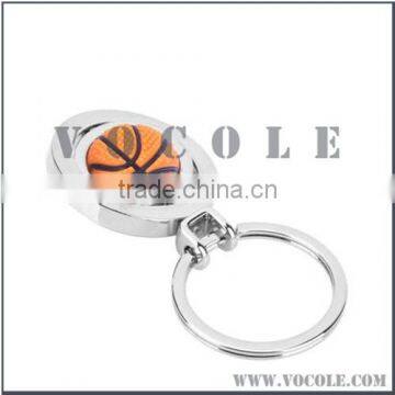 fashion lovely mini basketball design couple charm keychain, stainless steel charm keychain