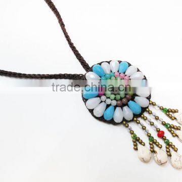 Crsytal Wax cotton thread with mixed natural stone, Stone necklace WT2