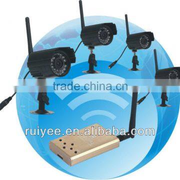 RY-001 New Arrival 4CH Complete DIGITAL Wireless Surveillance Camera System Kit with 4 cameras