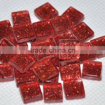 DIY material 3/8" red glitter glass mosaic art kits