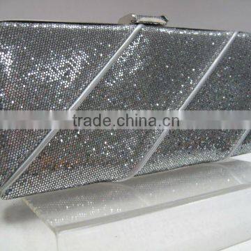 new fashion shiny clutch bag in silver with frame