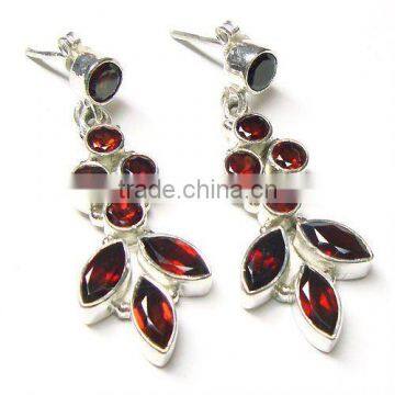 Garnet Earrings, Silver Earrings, Fashion Earrings